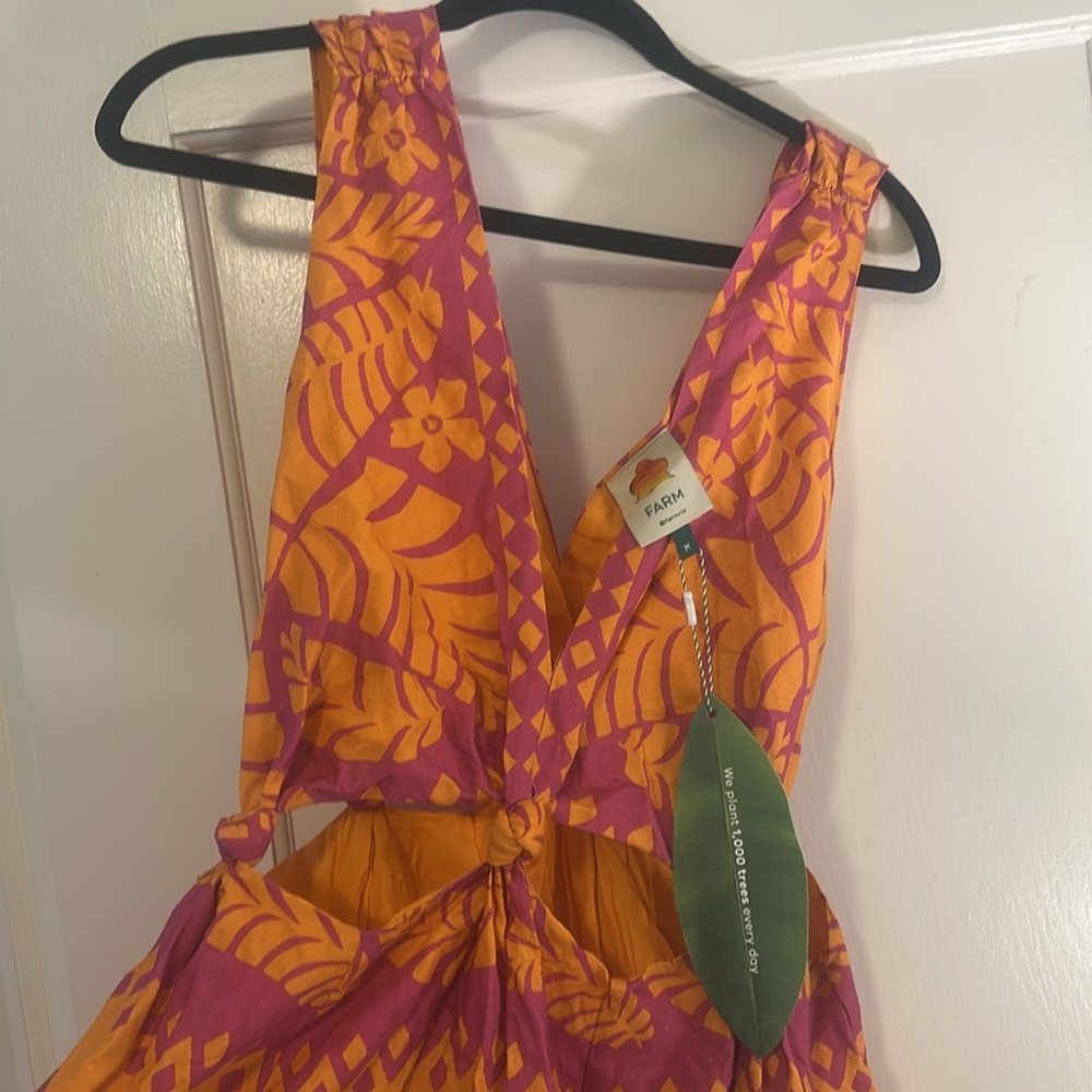 Farm Rio Size M New with Tags Pineapple/Tropical Orange and Purple Dress - Picture 4 of 5